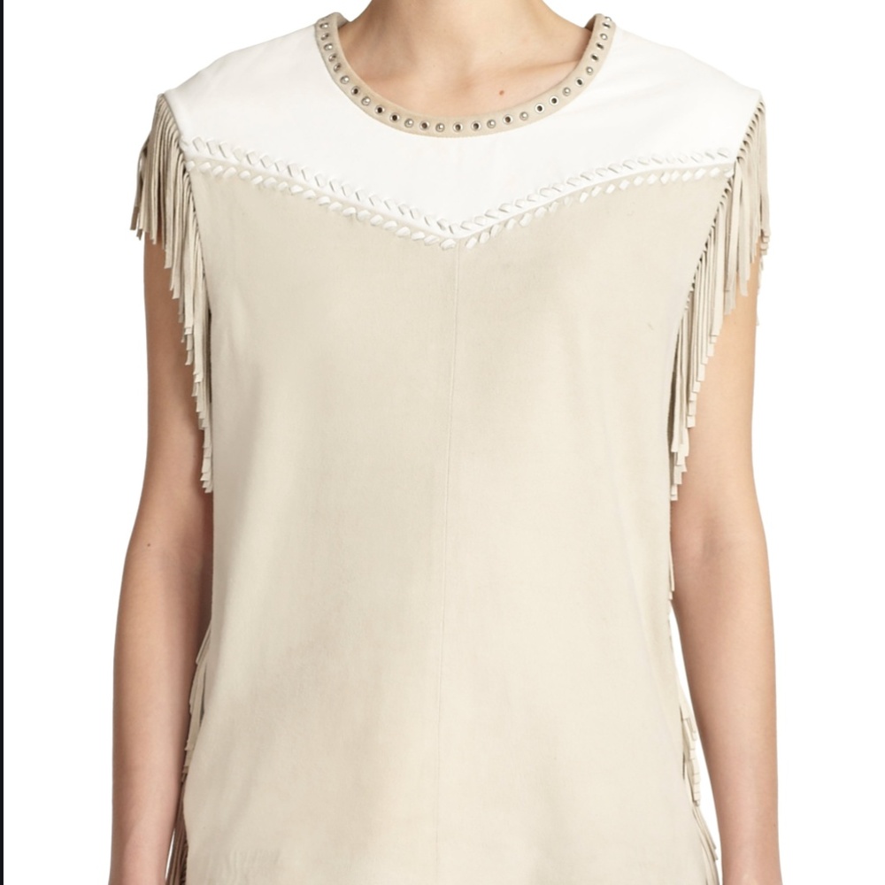 IRO Natural Zuen Fringe-trimmed Suede Top